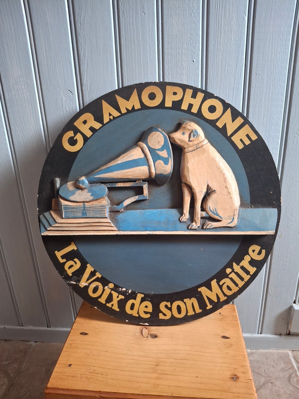 Vintage houten Gramophone 'His Master's Voice' decoratie, Ophalen of Verzenden