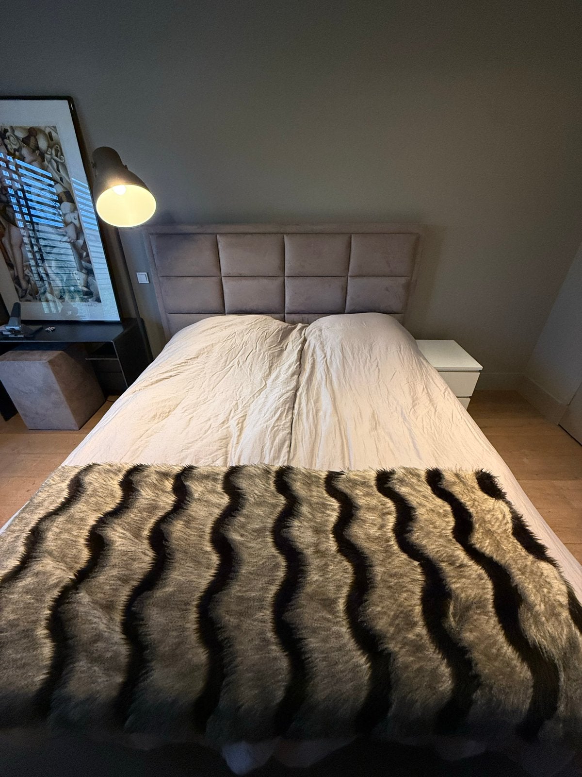 Zo goed als nieuw tweepersoons boxspring (180x210)+hoofdbord, Ophalen, Tweepersoons, Zo goed als nieuw, 200 cm