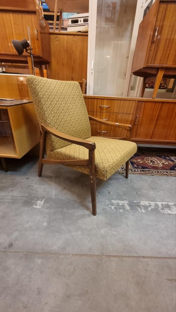 60s design fauteuil mid century, Gebruikt, ,, 75 tot 100 cm, Ophalen of Verzenden