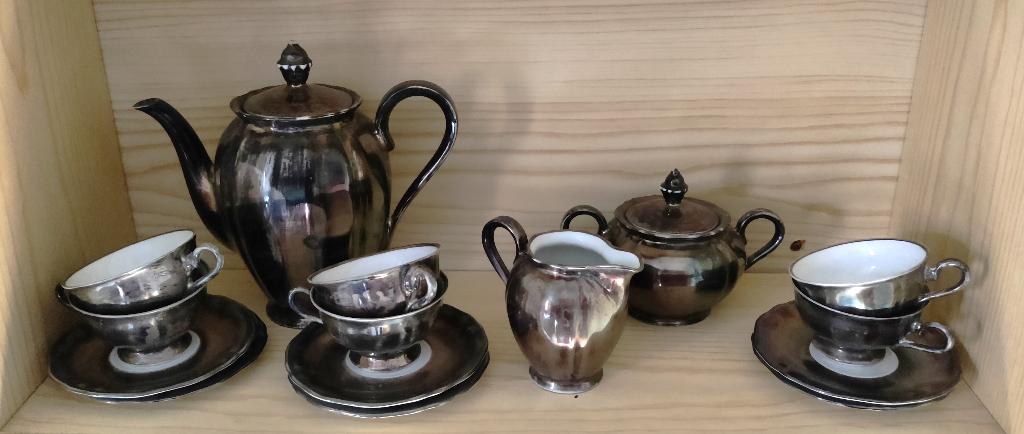 Kompleet antiek zilver op porselein BAVARIA koffie servies , Antiek en Kunst, Antiek | Servies los, Ophalen of Verzenden