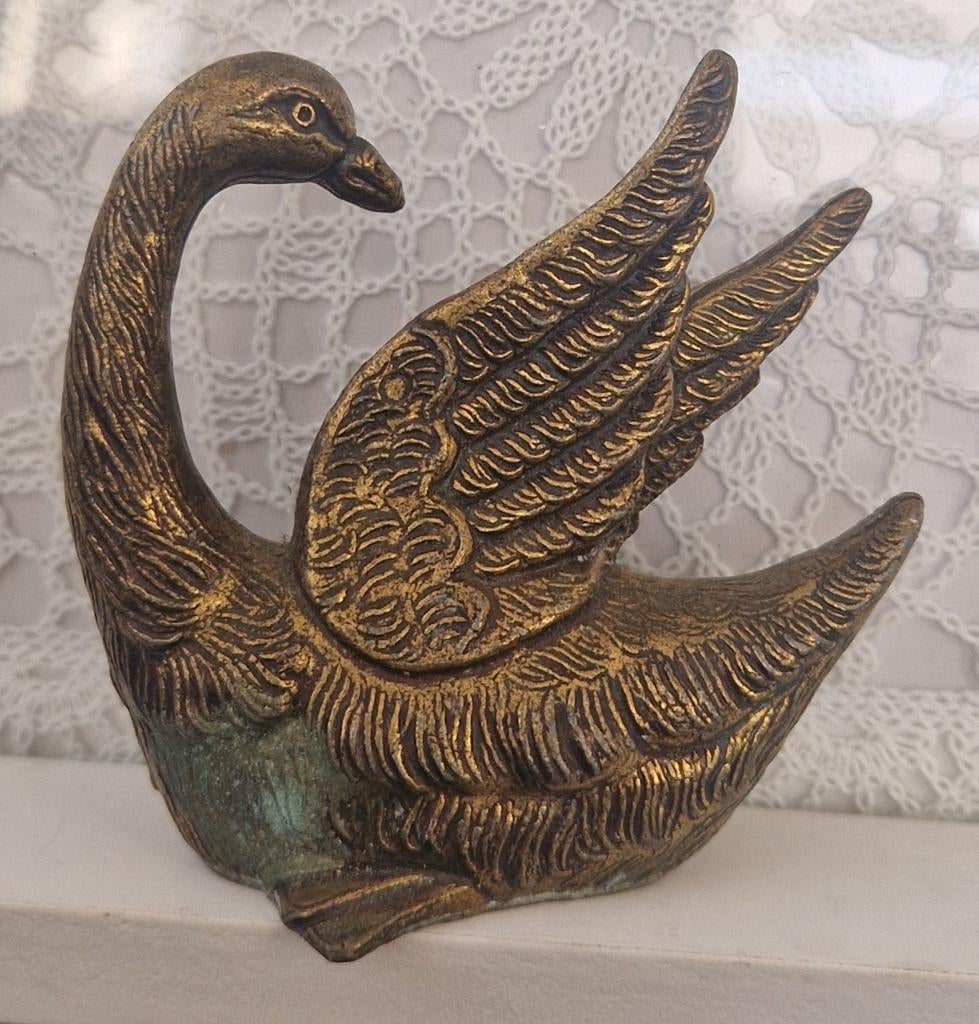 Vintage Bronzen Zwaan Beeldje - Made in Italy, Ophalen