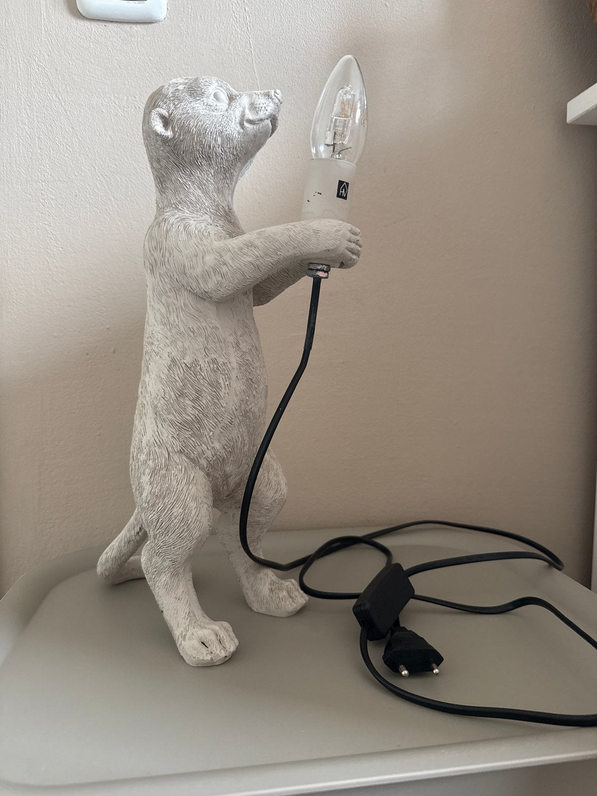 Leuke stokstaartje lamp beige, Met schakelaar, Zo goed als nieuw, Ophalen, Figuurlamp