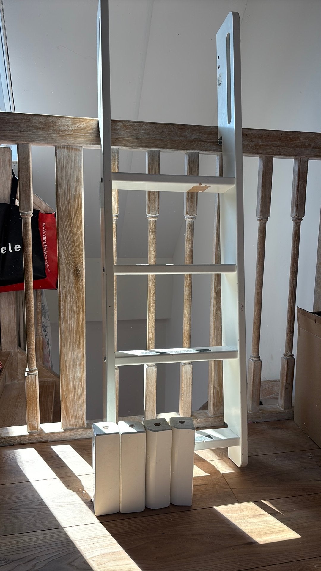 Flexa White Ladder en Tussenstukken voor Stapelbed Wit, Ophalen of Verzenden, Gebruikt, Stapelbed