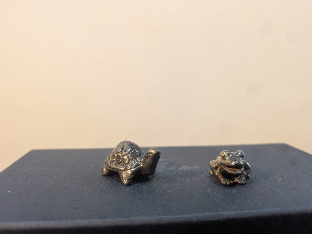 Verzilverde beeldjes - Kikker en Schildpad, Verzenden, Zo goed als nieuw, Dier