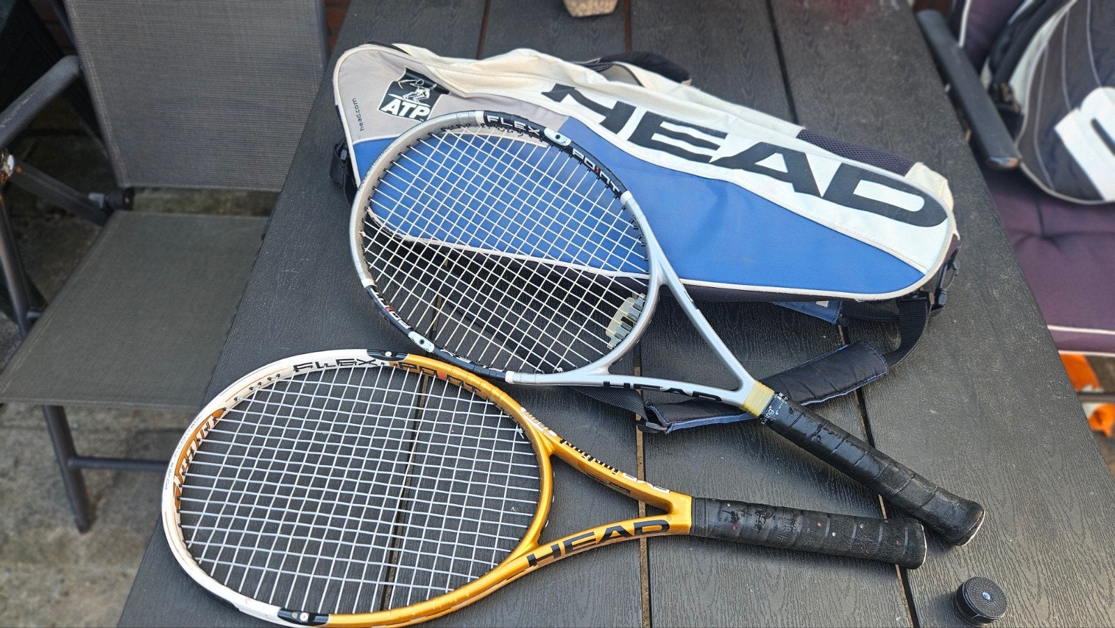 2 Head tennisrackets met tas - Flexpoint en FXP Instinct, Ophalen of Verzenden, Gebruikt, Racket, Head