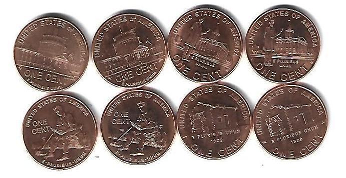 usa serie 8 x1 cent 2009p+d lincoln live unc, Postzegels en Munten, Munten | Amerika, Verzenden, Noord-Amerika, Losse munt