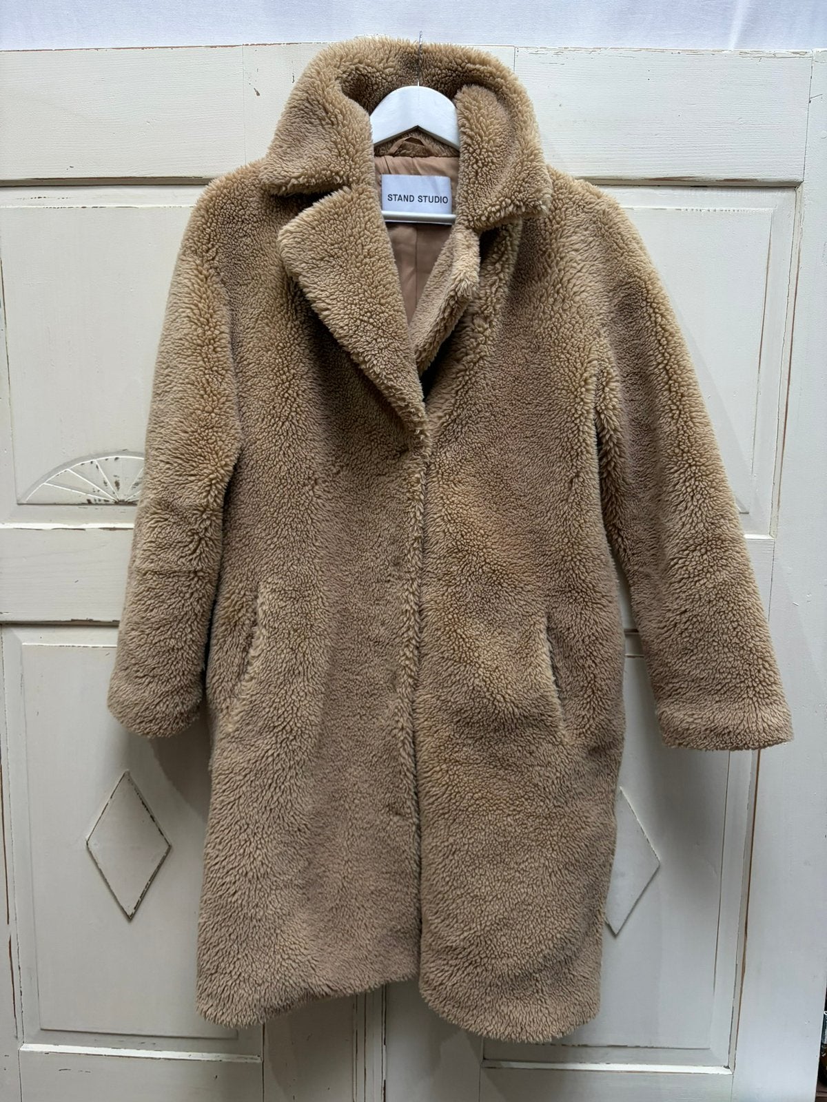 Stand studio mantel jas coat teddy, Ophalen of Verzenden, Zo goed als nieuw, Beige