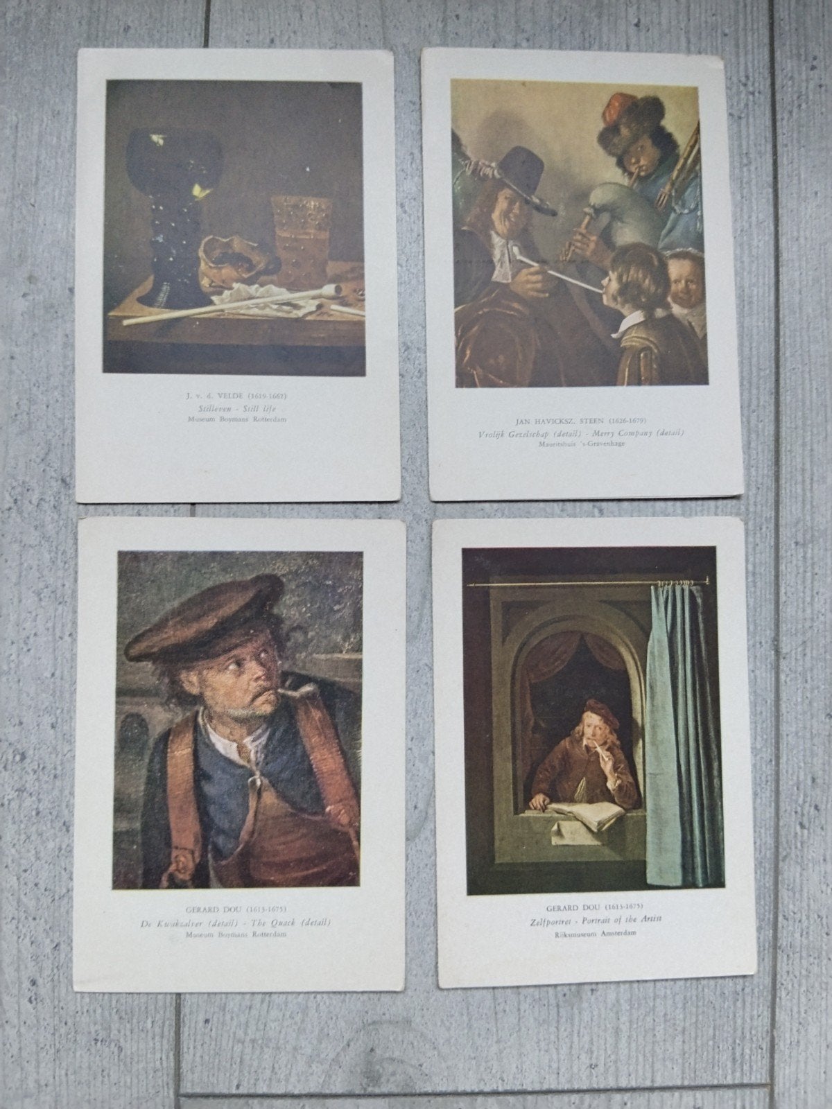 Unieke set 4x antieke KLM menukaarten / kunstkaarten, Ophalen of Verzenden, 1940 tot 1960, Ongelopen, Overige thema's