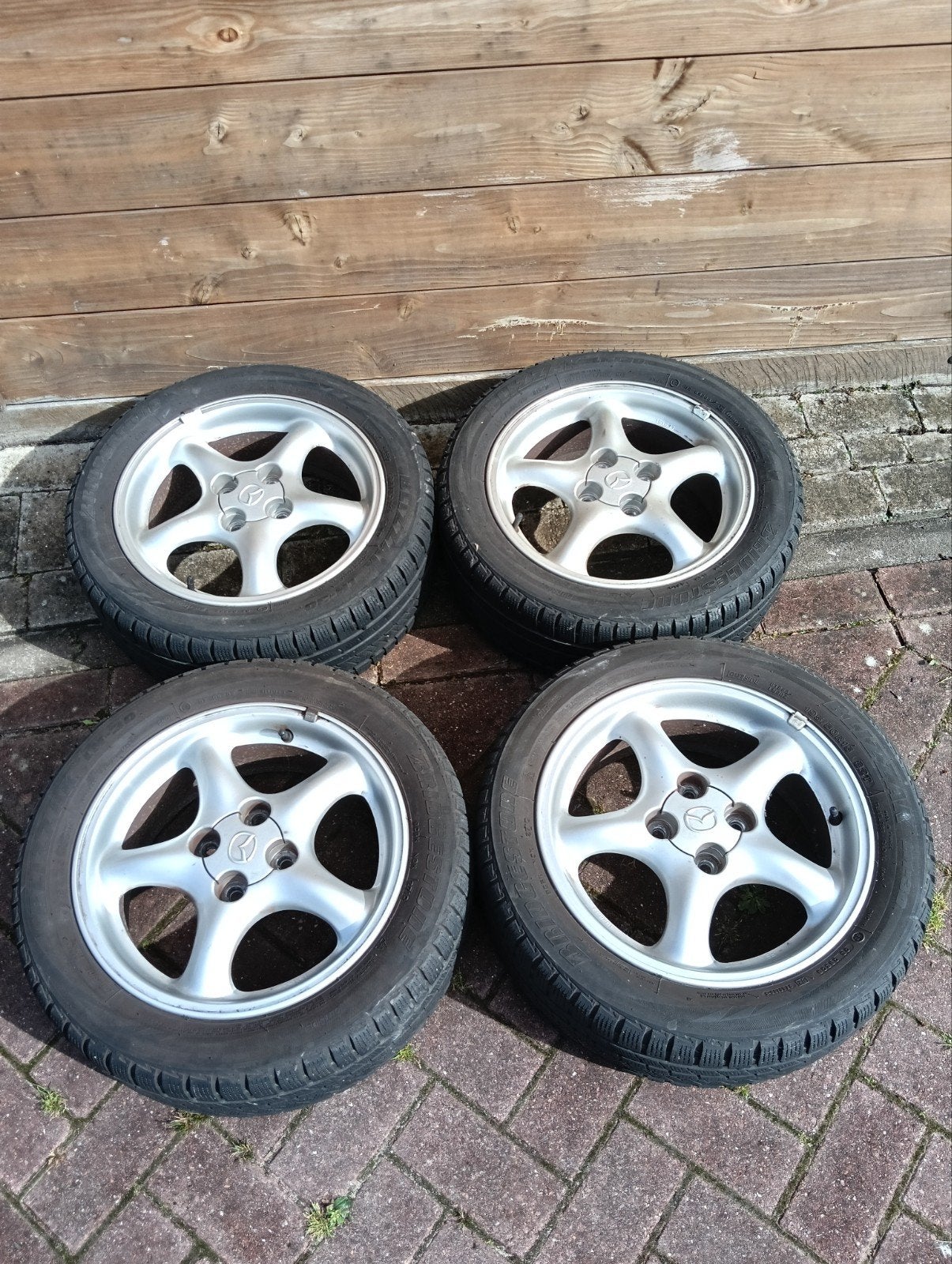 Mazda mx 5 velgen met winterbanden, Ophalen, 15 inch, Banden en Velgen, Winterbanden