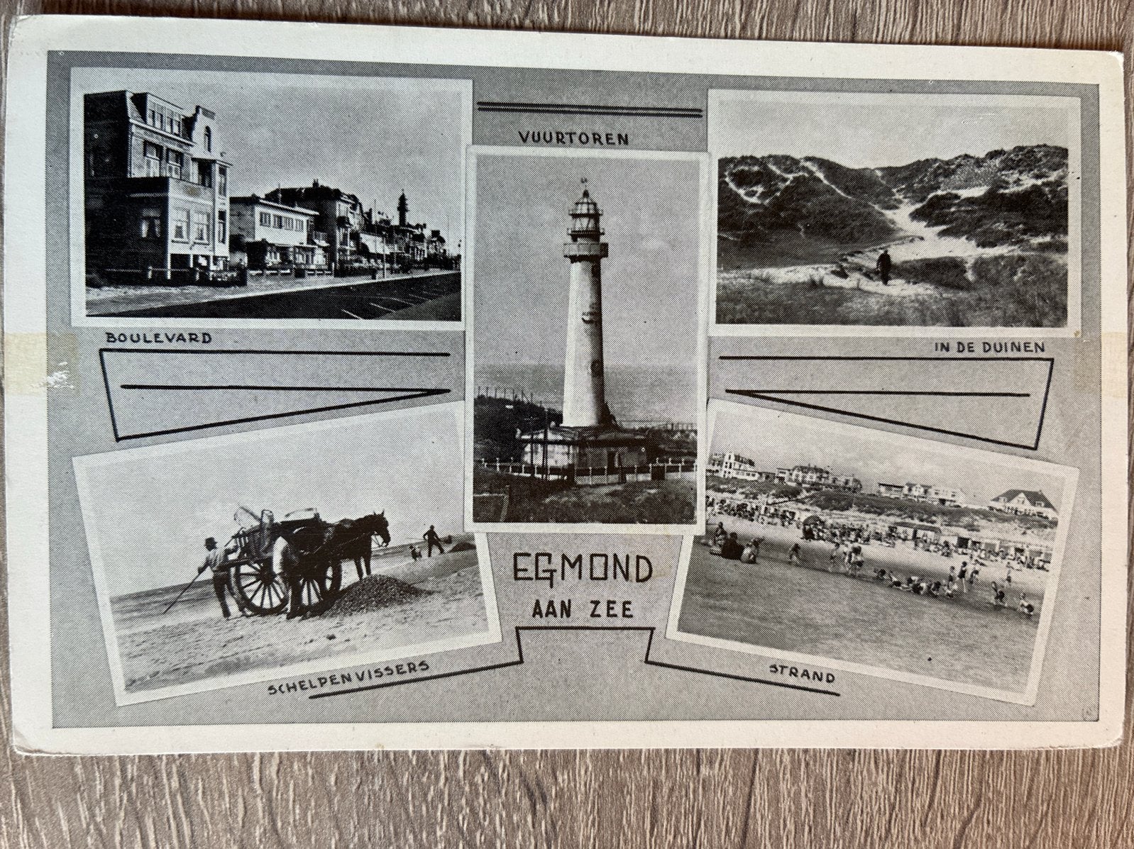 Oude ansichtkaart Egmond aan Zee - Gelopen 1953, Ophalen of Verzenden, 1940 tot 1960, Gelopen, Noord-Holland
