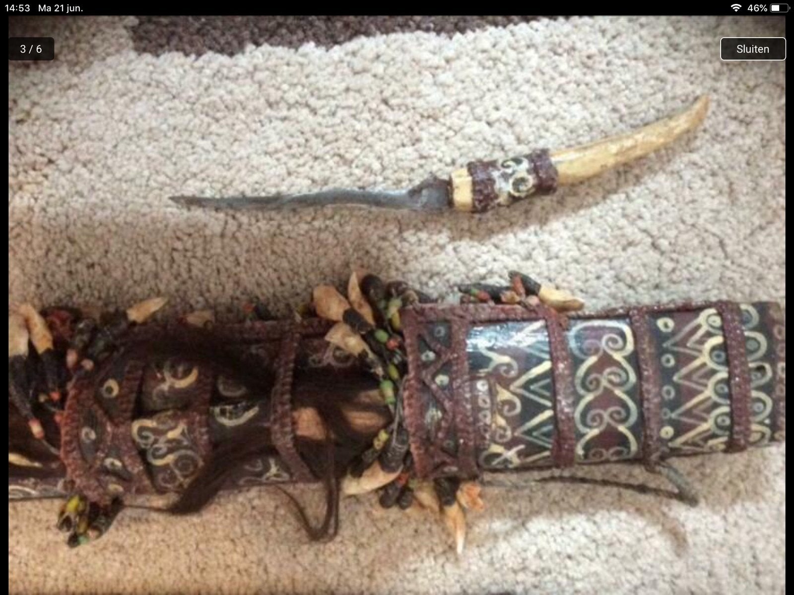 Antiek Oud Dayak Mandau Zwaard met Schede en Mesje, Antiek en Kunst, Hout, Ophalen of Verzenden, Indonesië, Gesneden