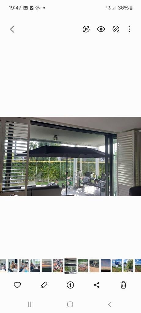 Dubbele parasol antraciet 450x265, Ophalen, Parasolvoet