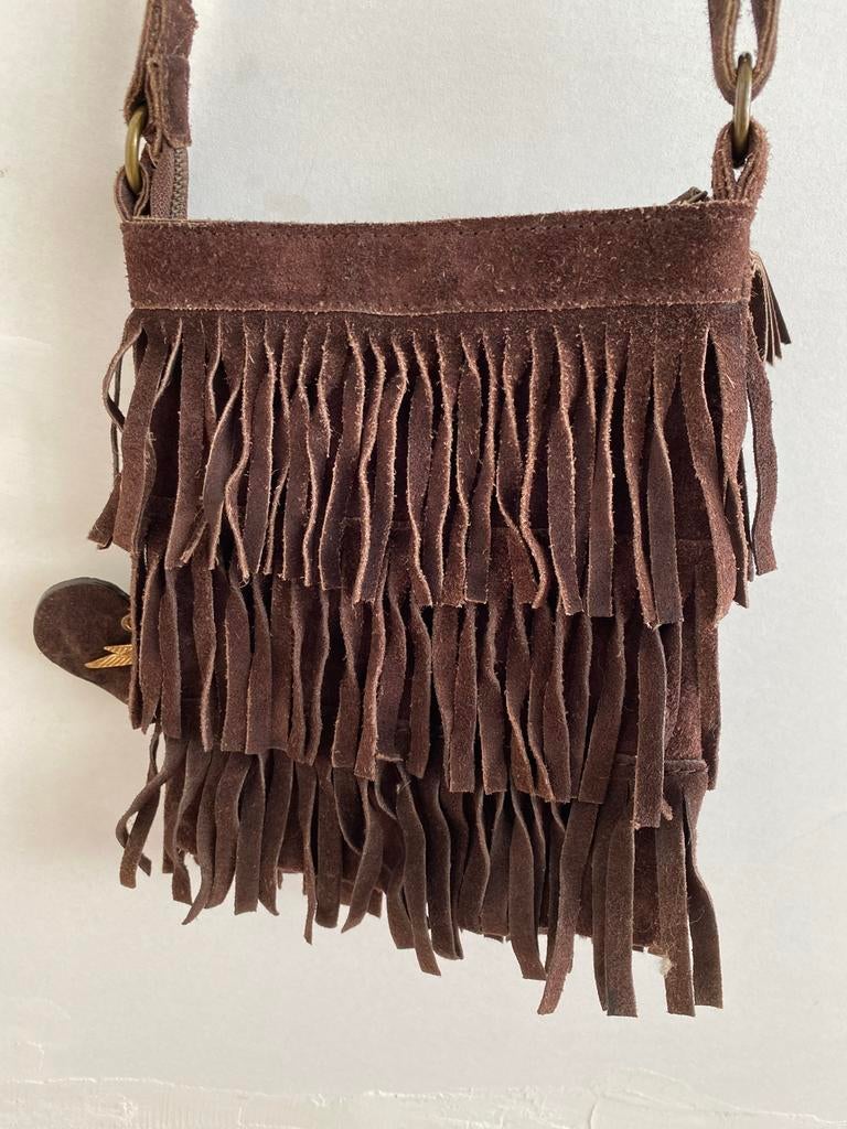 Ibizastyle leren tasje met franjes - Accessorize, Verzenden, Gebruikt, Bruin, Schoudertasje