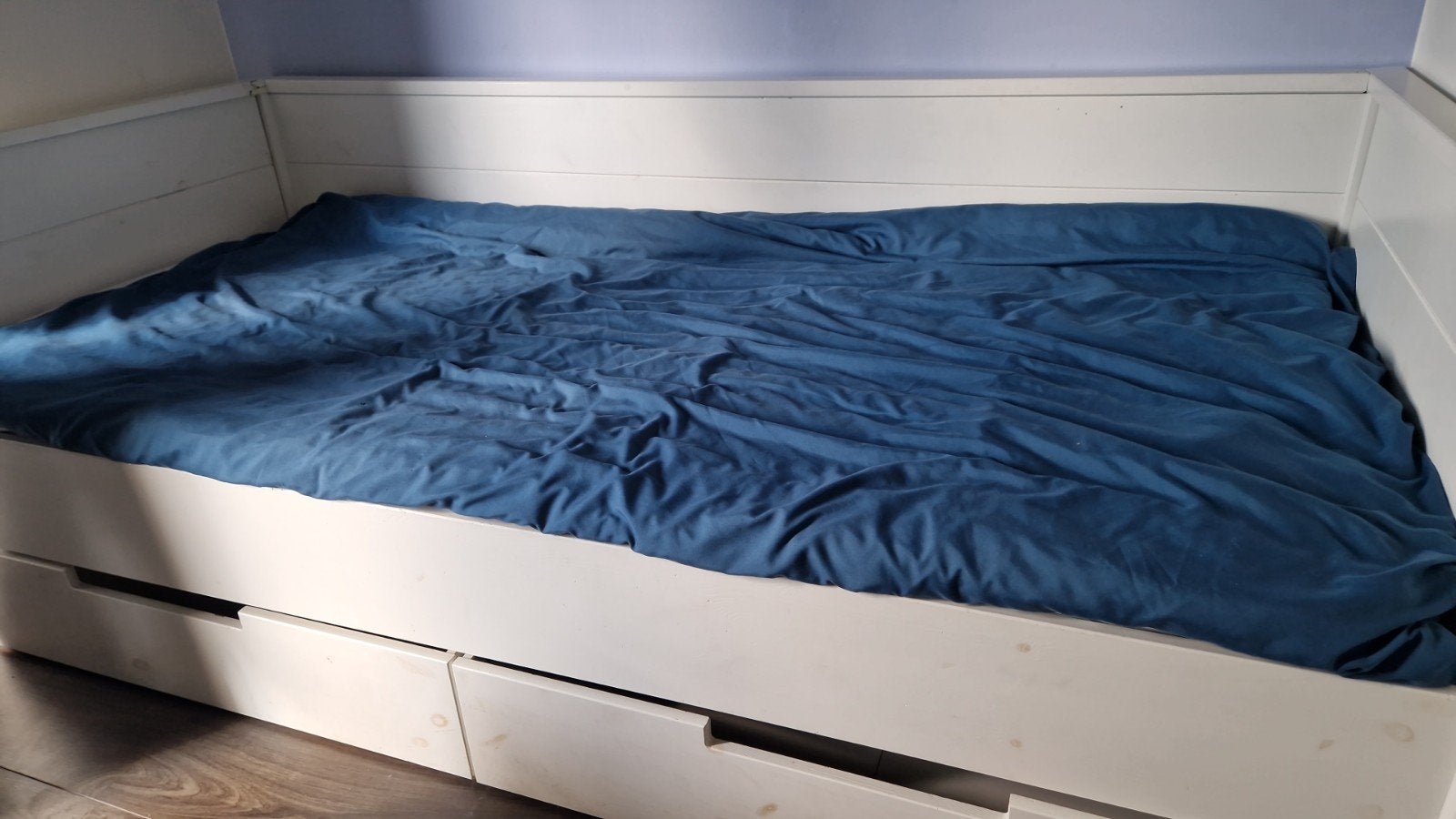 Eenpersoonsbed met lades van merk Woood, Ophalen, Gebruikt, 90 cm, Eenpersoons