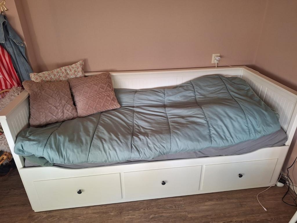 Ikea ledikant 200x80, Ophalen, Eenpersoons, Wit, Hout