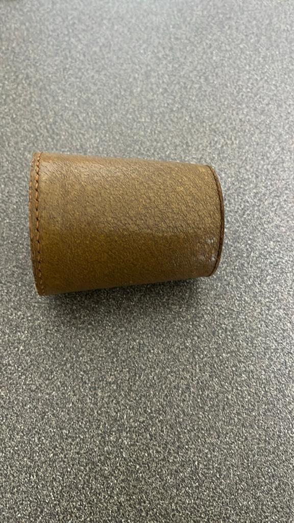 Vintage Leren Dobbelbeker - Made in England, Ophalen of Verzenden, Gebruikt