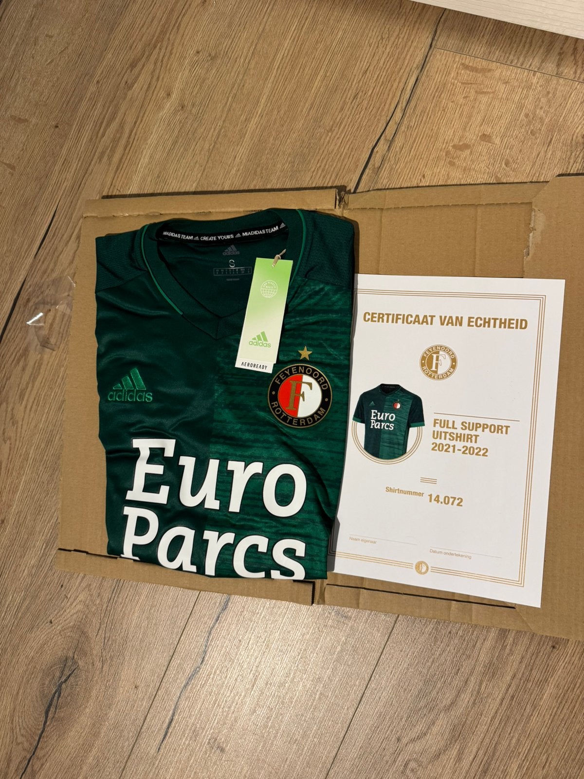 Feyenoord Full Support Uitshirt 2021/2022 + Certificaat, Verzenden, Nieuw, Voetbal, Groen