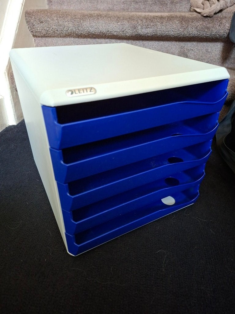 Ladenblok Leitz A4 5 laden blauw/wit ladeblok organizer, Diversen, Bureau-accessoires, Ophalen of Verzenden, Gebruikt