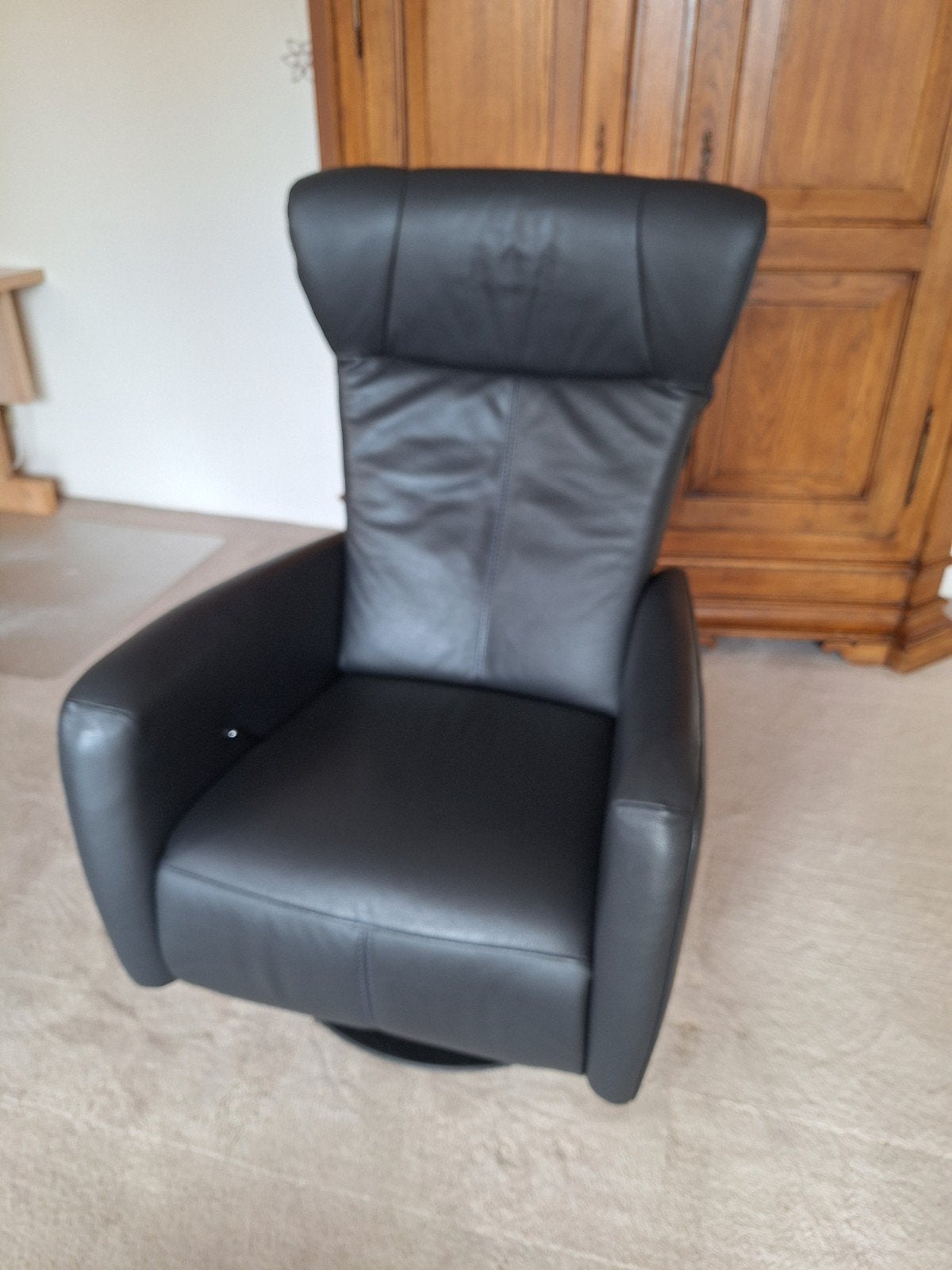 Prominent Relaxfauteuil - Antraciet/Donkerblauw Leer