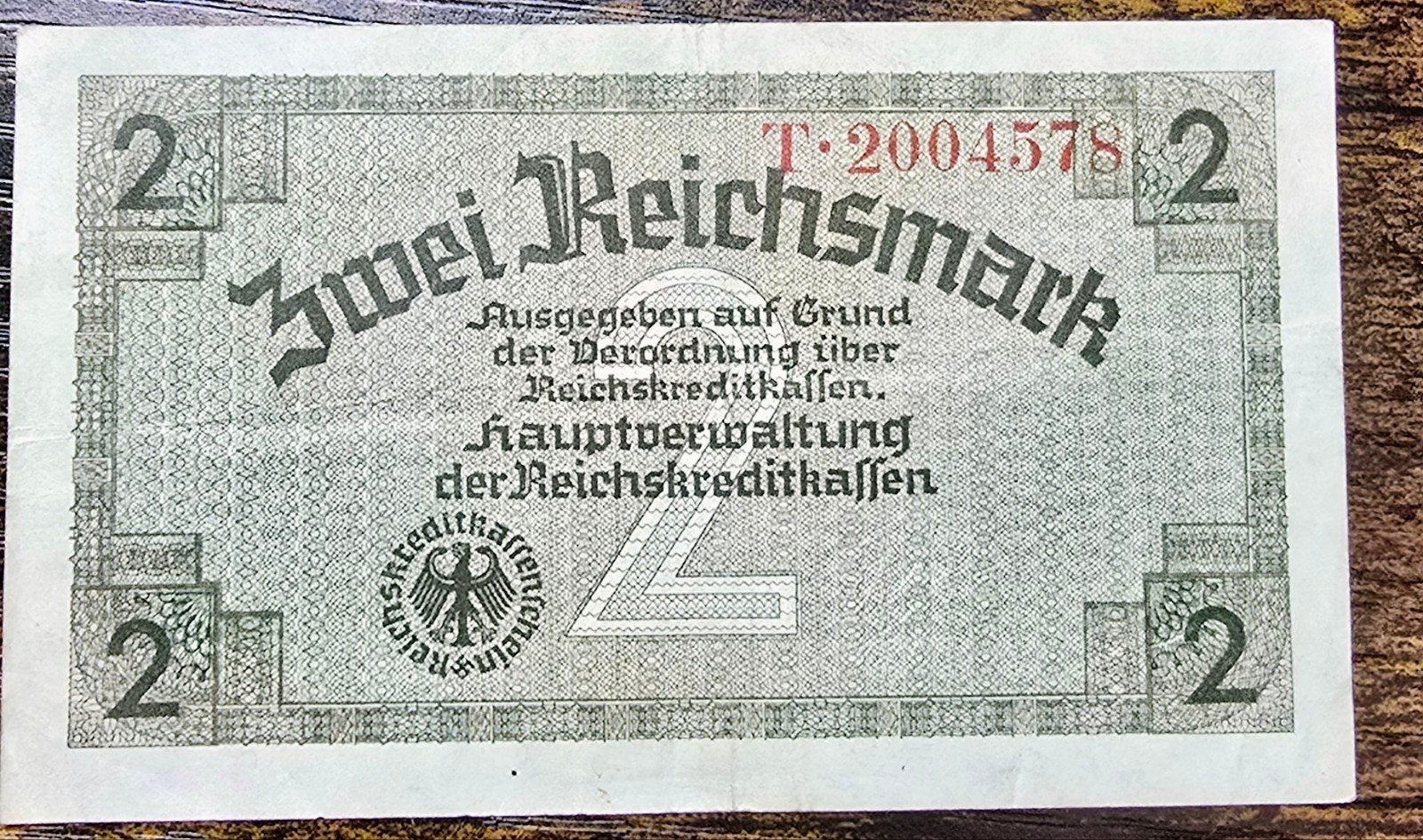 Duitse 2 Reichsmark bankbiljet uit WOII, Ophalen of Verzenden, Duitsland, Los biljet