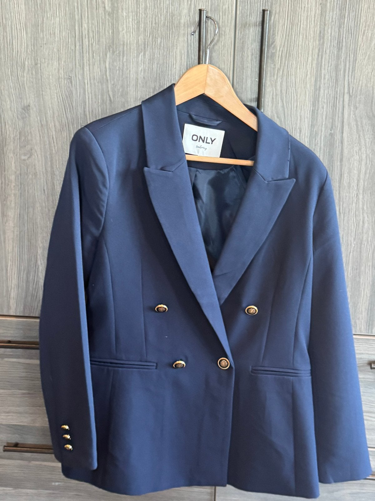 ONLY Donkerblauwe Blazer met Gouden Knopen, Kleding | Dames, Maat 38/40 (M), Blauw, Ophalen of Verzenden, Zo goed als nieuw