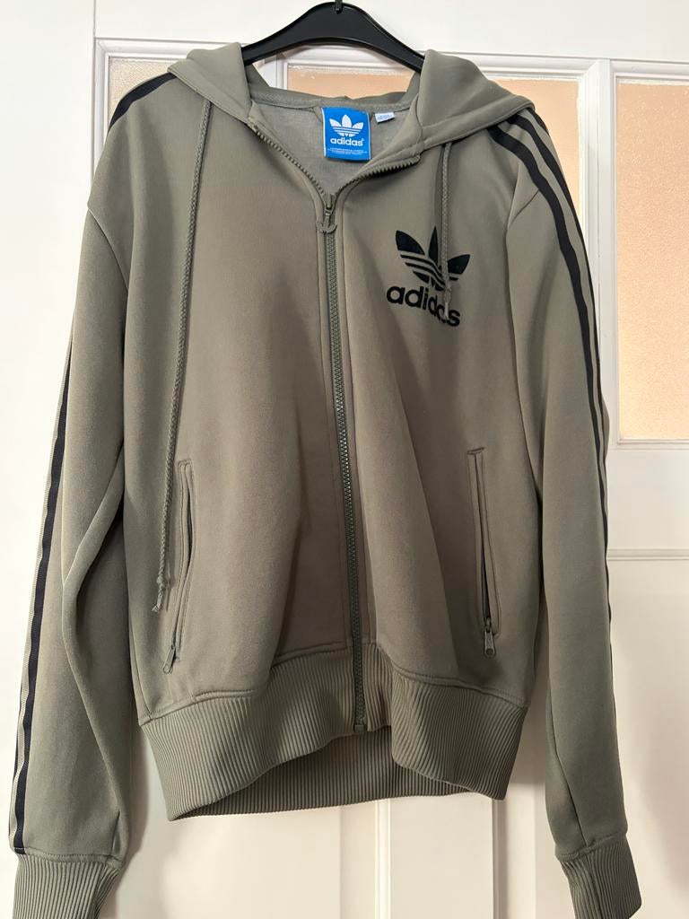 Adidas Hoodie met rits en logo - Maat S, Ophalen of Verzenden, Zo goed als nieuw, Maat 38/40 (M), Groen