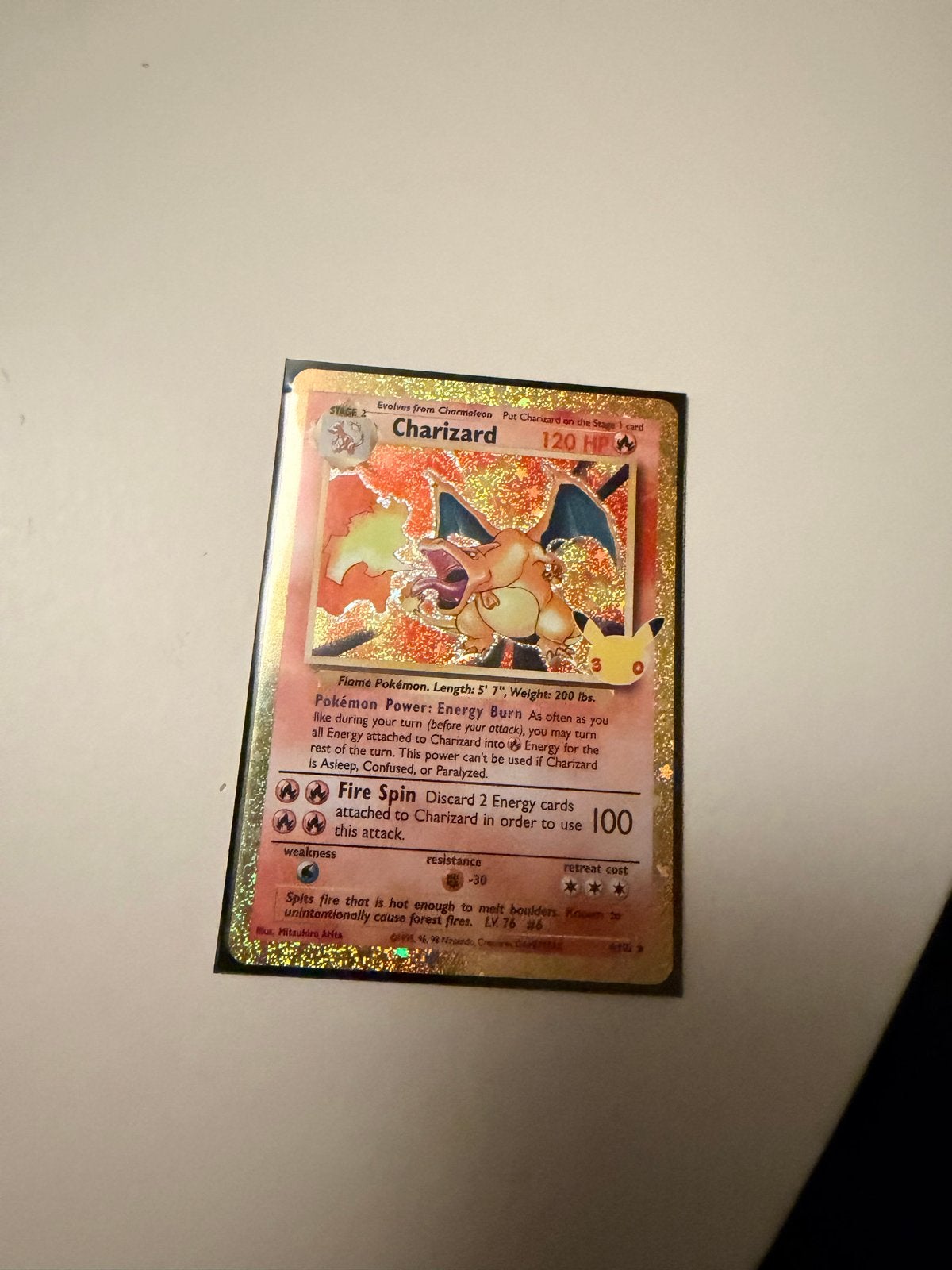 Charizard 120 HP Pokémon Kaart - Foil, Ophalen of Verzenden, Gebruikt, Losse kaart, Foil