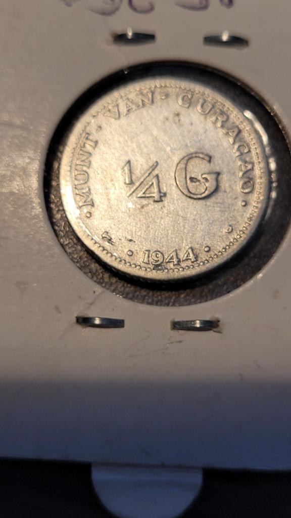 1944 1/4 gulden curacoa zilver, Ophalen, Zuidoost-Azië, Zilver