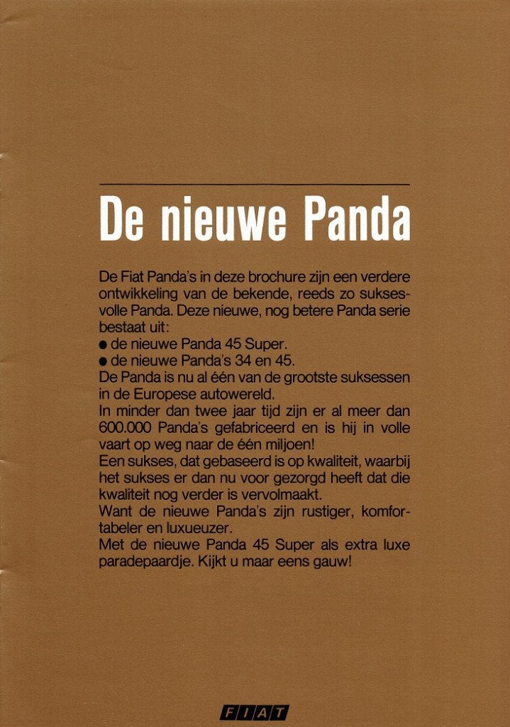 Folder Fiat Panda (1983), Verzenden, Gelezen, Overige merken