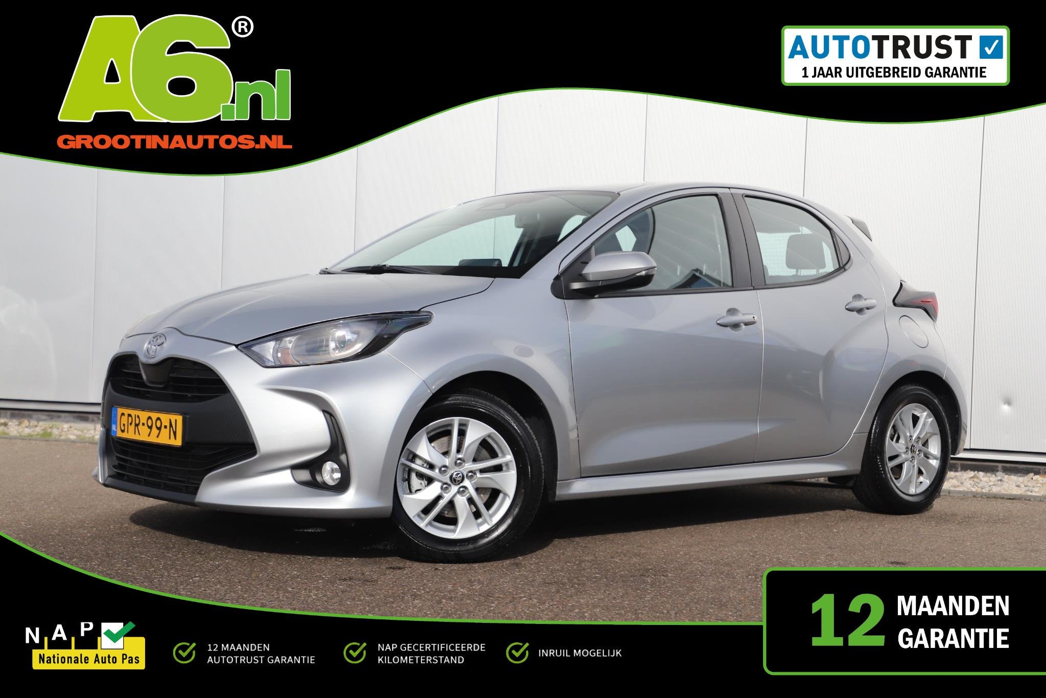 Toyota Yaris 1.5 Hybrid 115 Active Automaat LMV Navigatie Ac, Gebruikt, Met garantie (alle), Bedrijf, Hybride Elektrisch/Benzine
