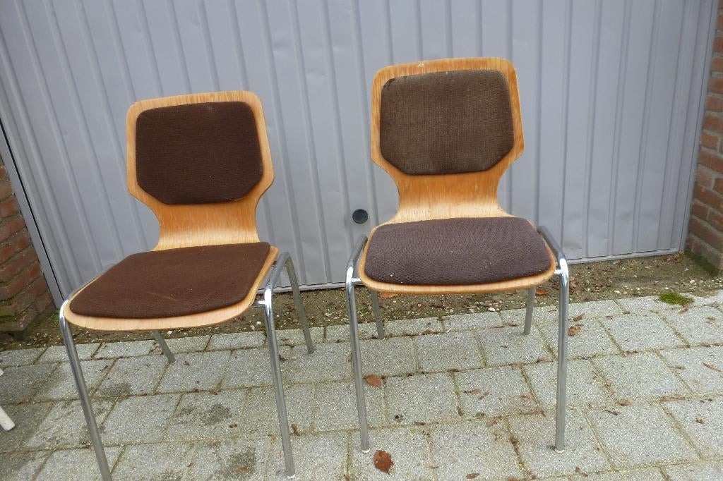2 STOELEN,CARLO RATTI,SIXTIES,ZEVENTIES,MID-CENTURY,VINTAGE, Gebruikt, Twee, Bruin, Ophalen of Verzenden