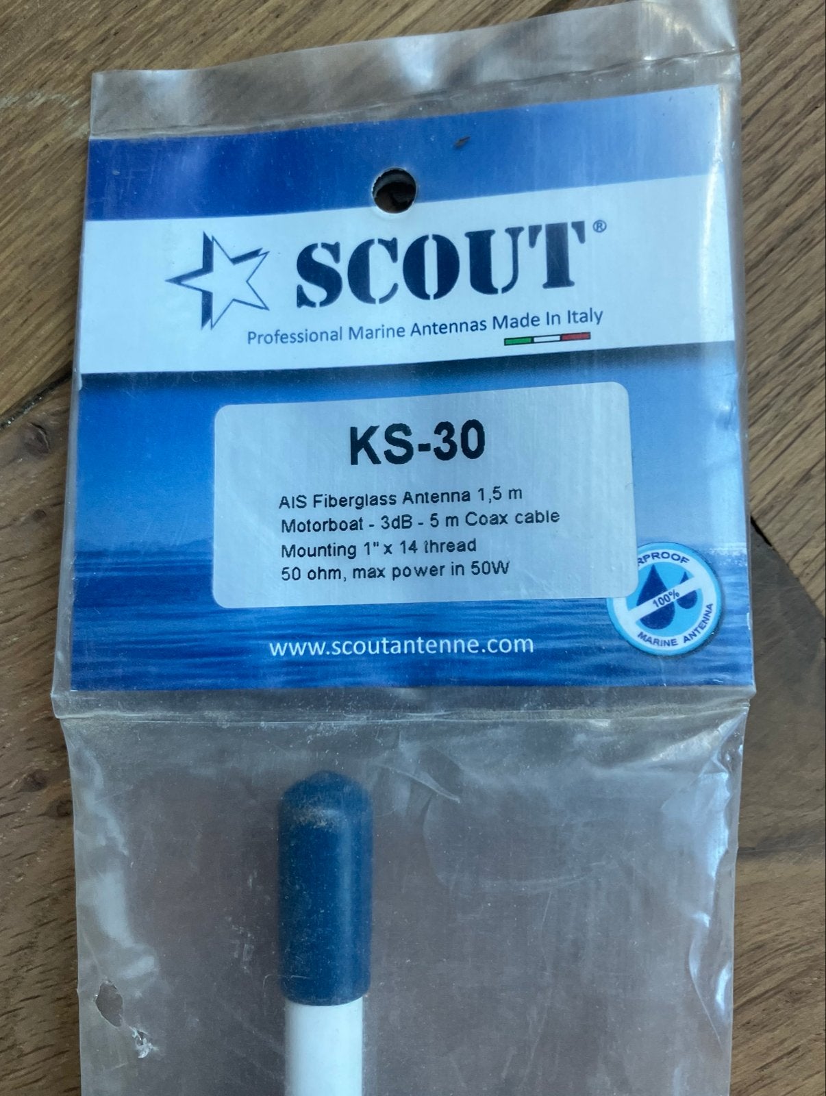 Scout KS-30 AIS Glasvezel Antenne 1,5m voor Motor/zeilboot, Ophalen of Verzenden, Nieuw, Overige typen