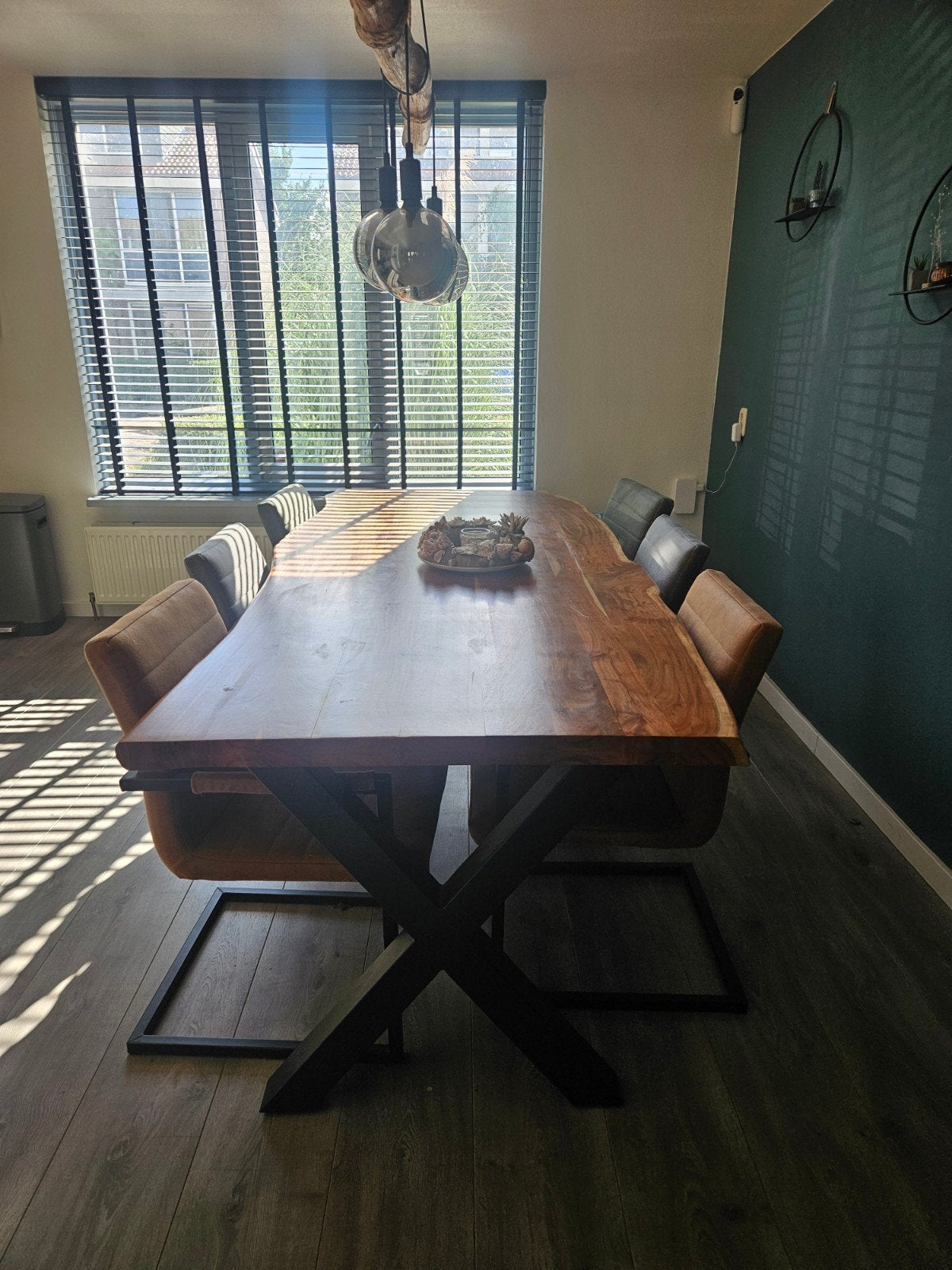 boomstam tafel met stoelen, Ophalen, 100 tot 150 cm, 200 cm of meer, Zo goed als nieuw