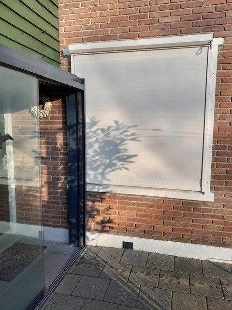 Zonneschermen, Ophalen, Gebruikt, 200 cm of meer, Wit