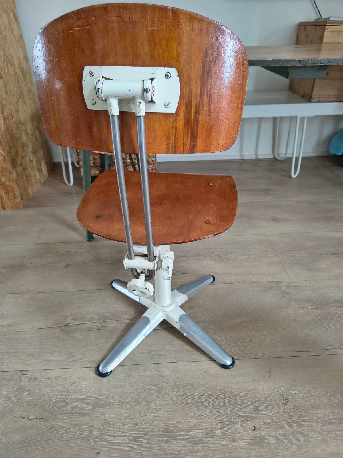 Vintage tekenstoel hout metaal, Ophalen