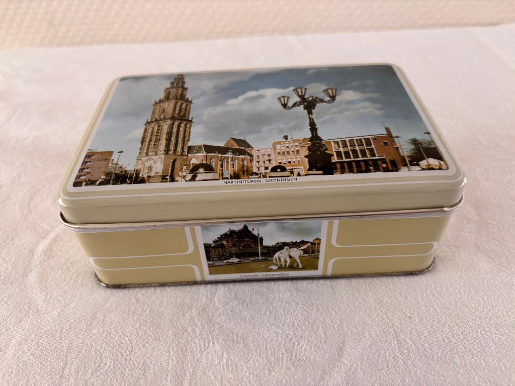 Vintage blikje Groningen Martinitoren Grote Markt., Verzamelen, Ophalen of Verzenden, Zo goed als nieuw, Overige