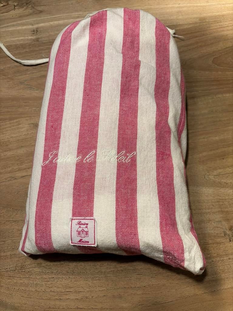 Riviera Maison strandlaken/handdoek Roze/Wit Gestreept, Ophalen of Verzenden, Zo goed als nieuw, Roze, Handdoek