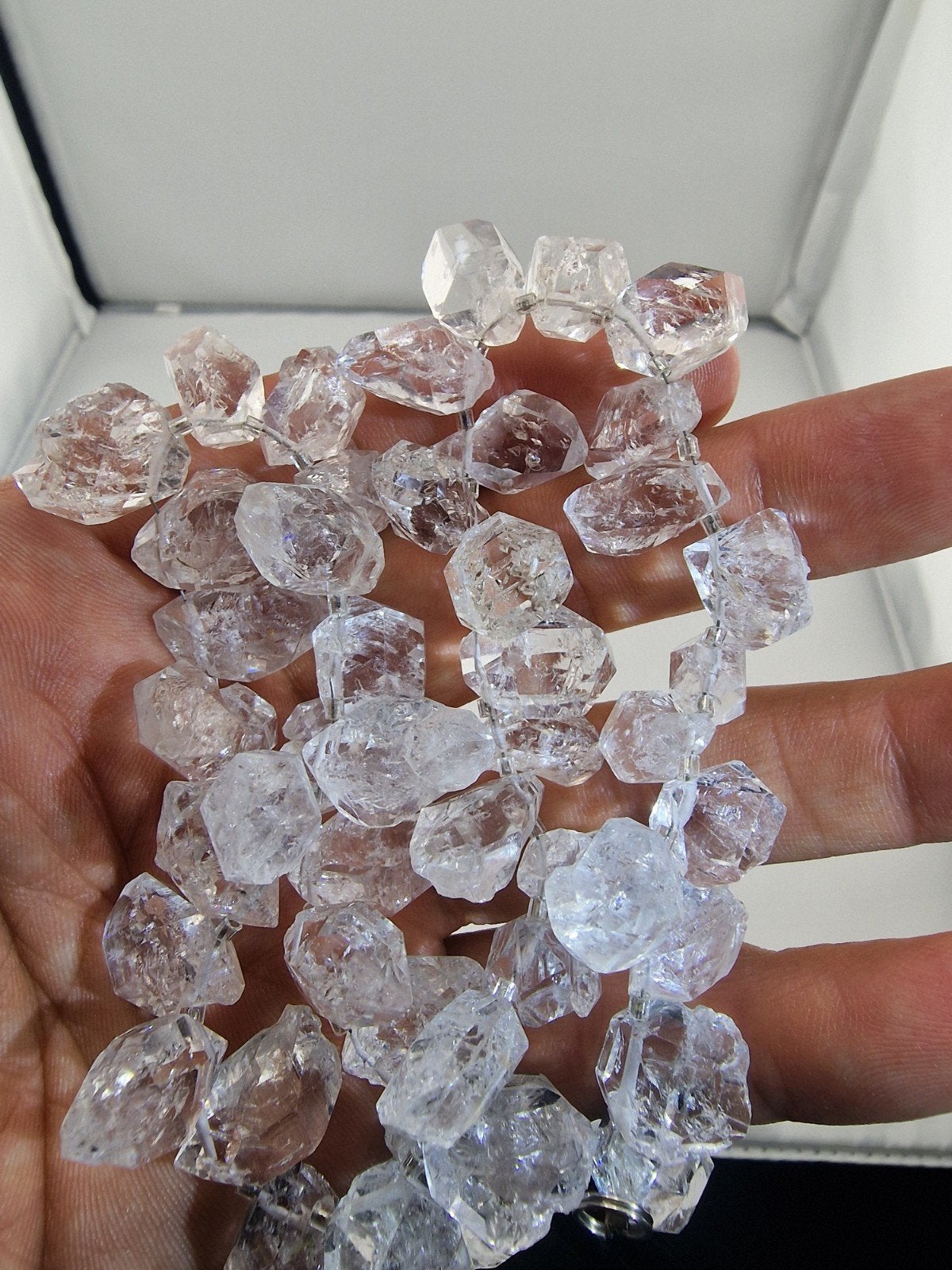 Herkimer Diamant Kwarts Ketting N173 - 43cm, 96g, Met edelsteen, Wit, Onbekend, Nieuw