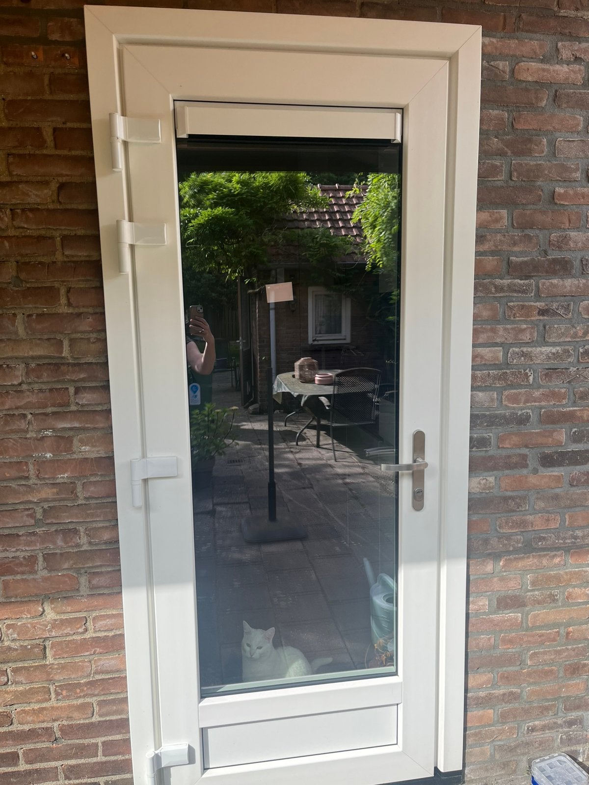 Binnenkant Witte terrasdeur, Ophalen, Kunststof, Minder dan 75 cm, Deurkozijn