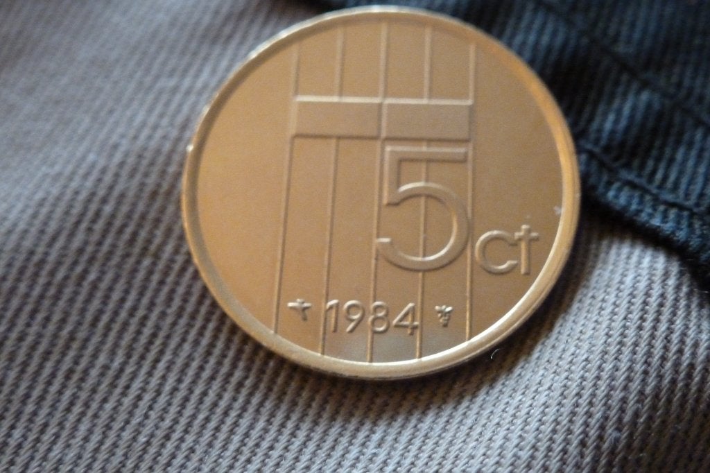 Beatrix - 5 cent goldplated 1984 zeldzaam AUNC (k 7, Ophalen of Verzenden, Koningin Beatrix, 5 cent, Losse munt