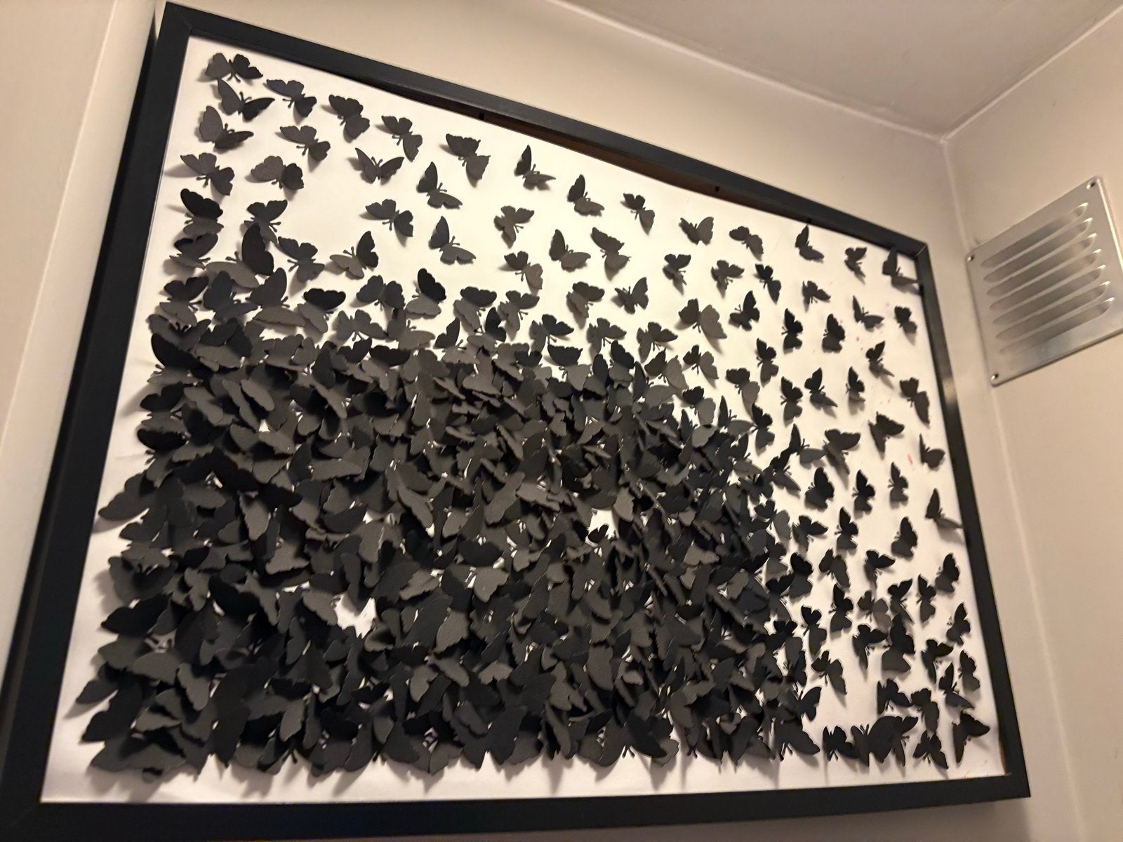 3D Vlinder Kunstwerk in Lijst - Zwart/Wit, Ophalen, 3D-effect, Papier/karton, Dieren