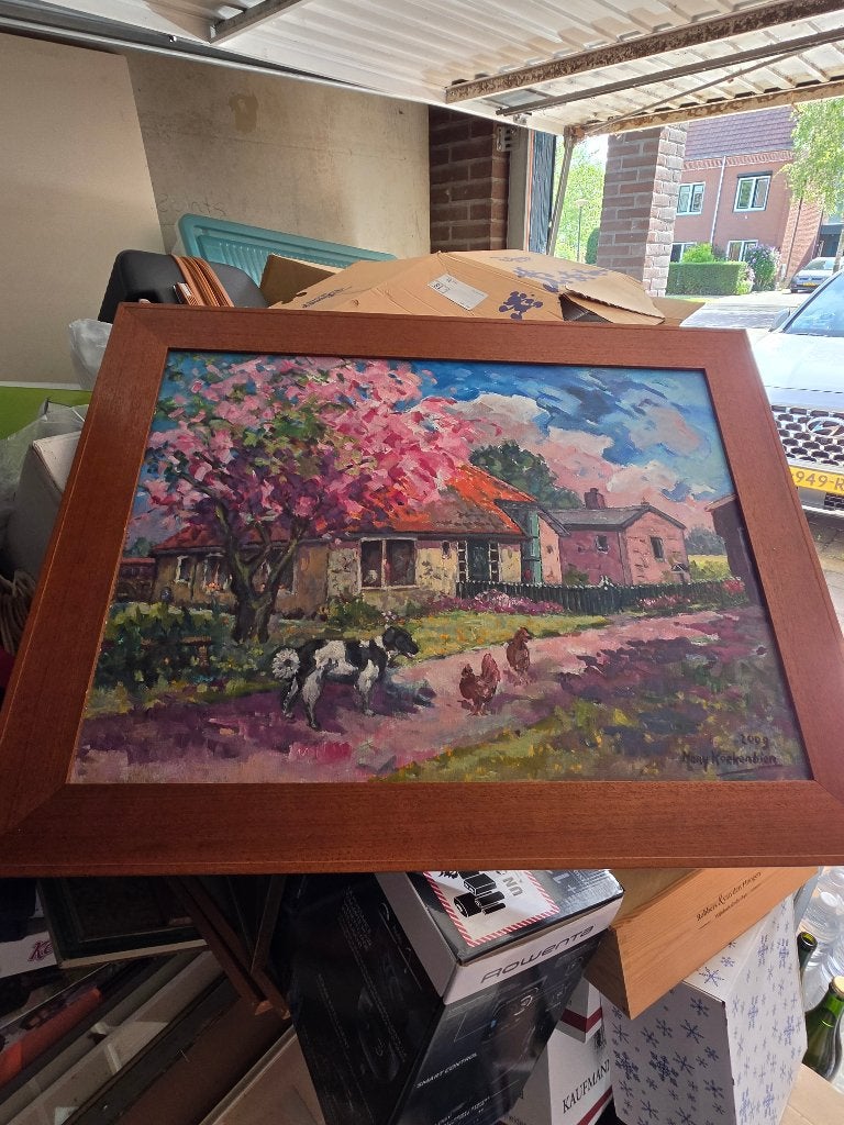 Olieverf Schilderij Mary Koekenbier Bergense School, Antiek en Kunst, Nederlandse school, Doek, Dieren, Ophalen of Verzenden