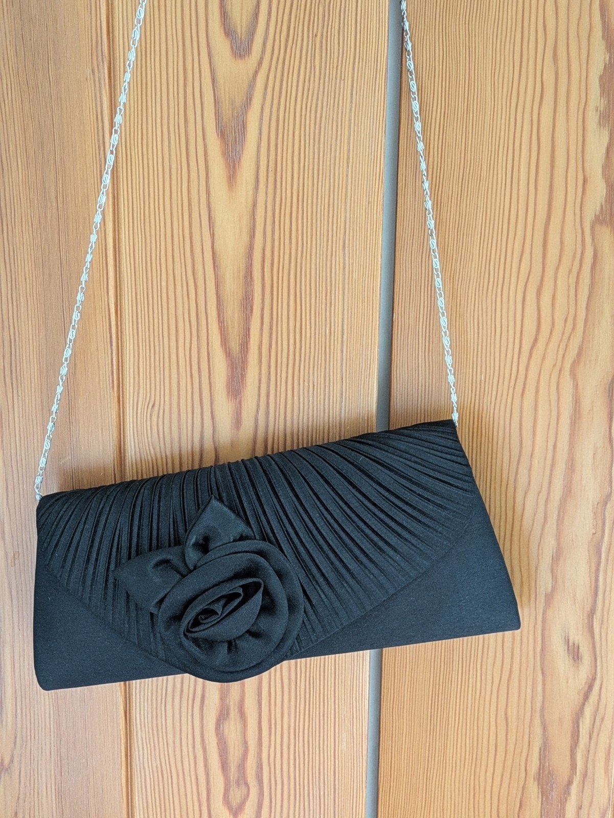 Zwart Avondtasje / Galatasje / Clutch met Roos, Ophalen of Verzenden, Zwart, Avondtasje