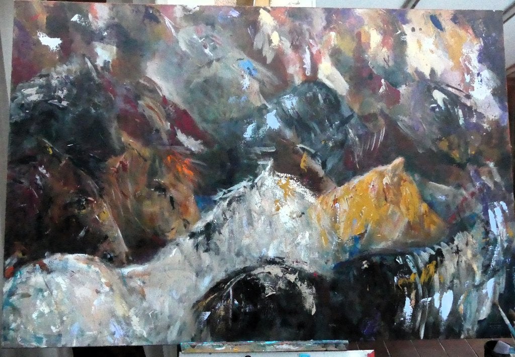 abstract .acryl op doek, kudde paarden, Ophalen, Nieuw, Overige disciplines