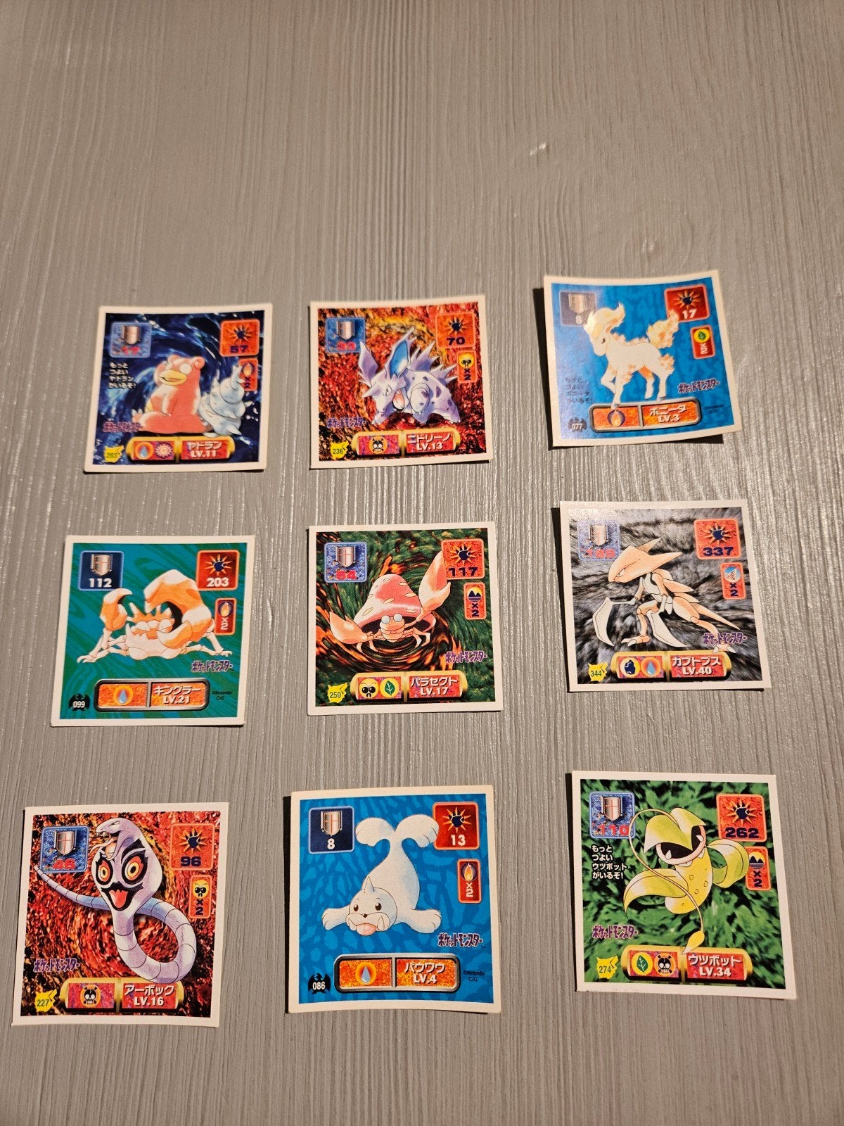 9x Amanda Japanese Sticker Oldskool Original Nintendo Pokémo, Verzenden, Zo goed als nieuw, Meerdere kaarten