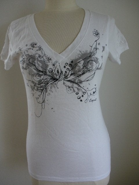 ESPRIT t- shirt wit met zwarte print maat S - nieuw -, Maat 38/40 (M), Wit, Nieuw, Ophalen of Verzenden