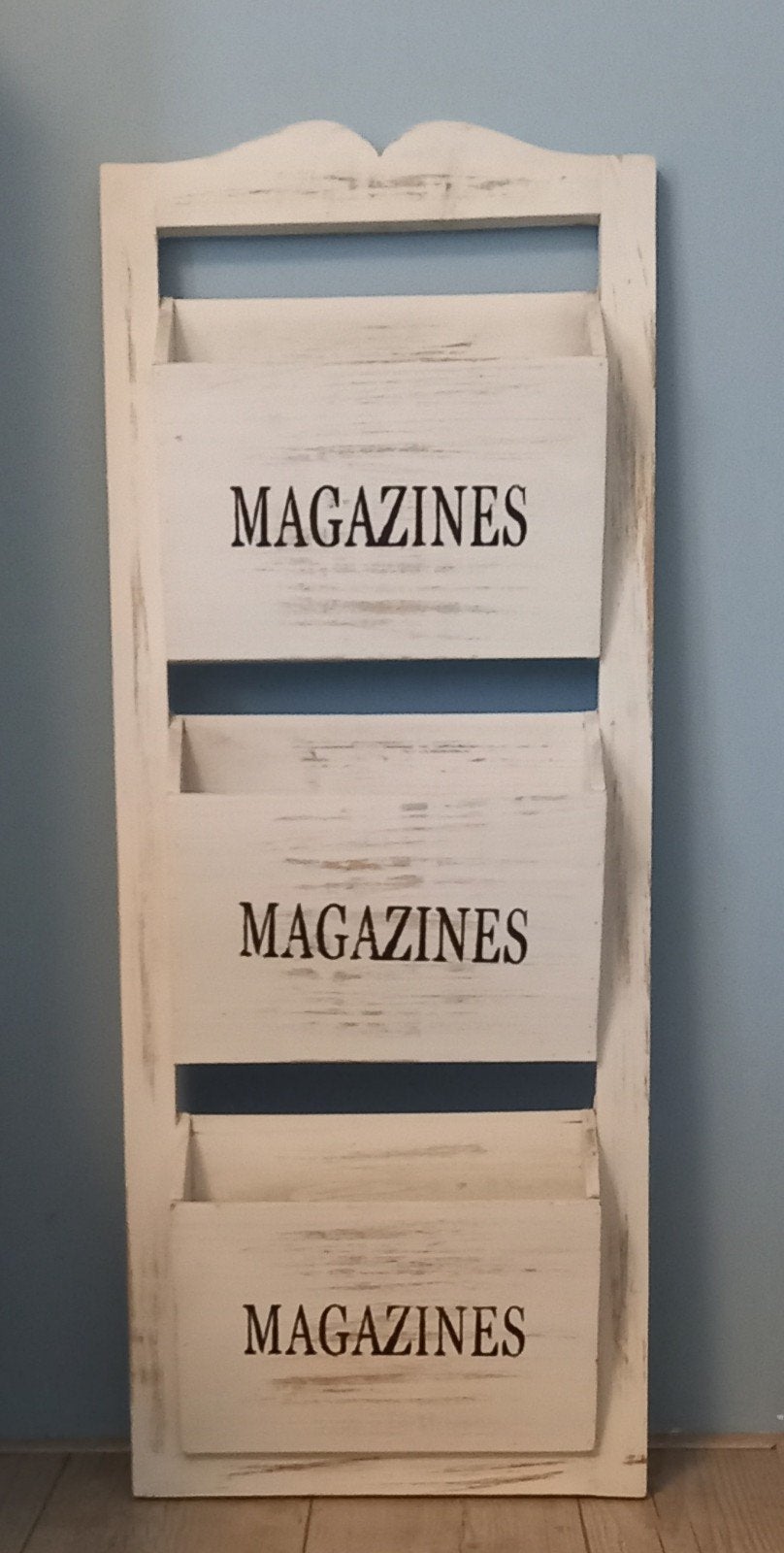 Houten rek voor magazines, tijdschriftenrek, Ophalen, Tijdschriftenrek, Hout, Wandmontage
