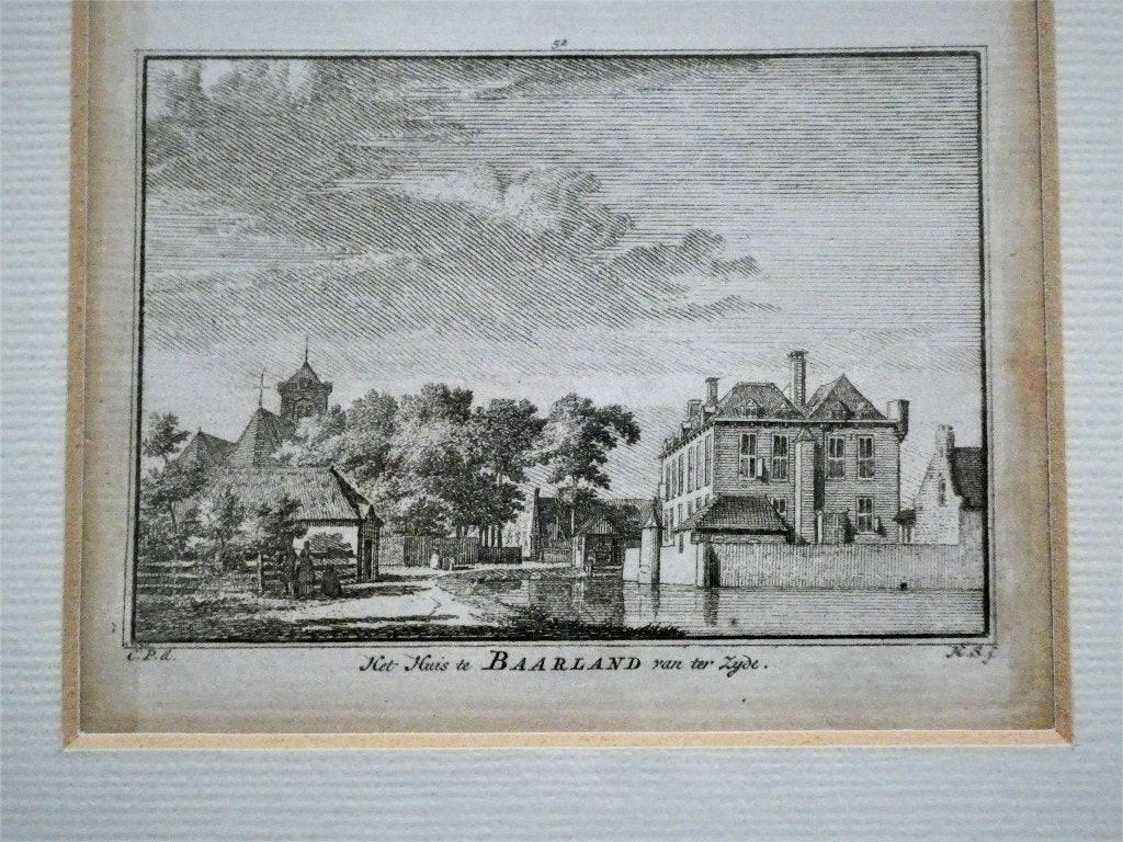 Gravure Baarland Zeeland Het Huis te Baarland Zuid Beveland, 28 cm, Ingelijst, Ets, 22 cm