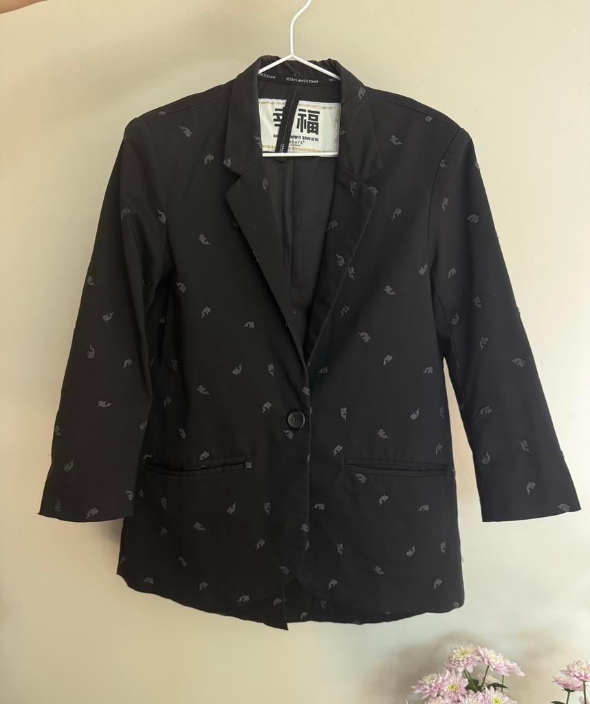 10DAYS Amsterdam blazer met patroon - One Size, Maat 38/40 (M), Zwart, Ophalen of Verzenden, Zo goed als nieuw