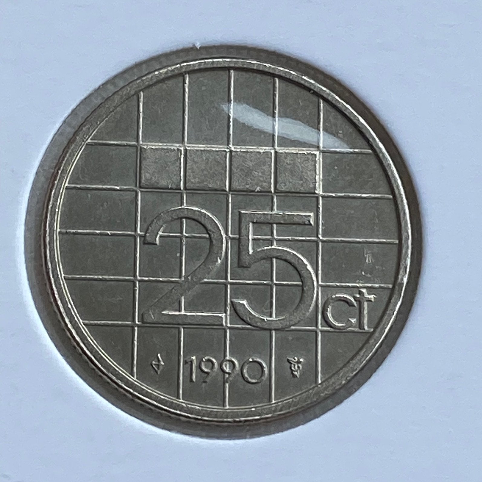 25 cent / Kwartje uit 1990 van Beatrix, Verzenden, Koningin Beatrix, 25 cent, Losse munt